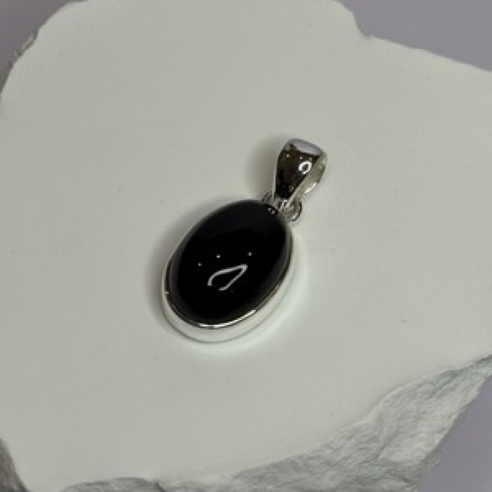 925 Sterling Silver Black Onyx Pendant Length 1.2 Inch