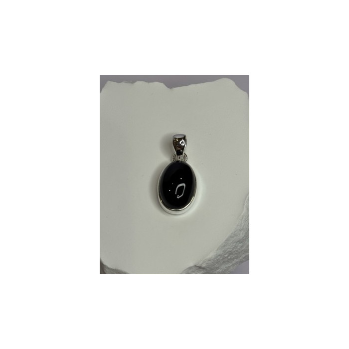 925 Sterling Silver Black Onyx Pendant Length 1.2 Inch