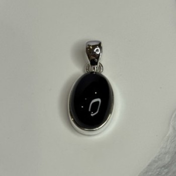 925 Sterling Silver Black Onyx Pendant Length 1.2 Inch