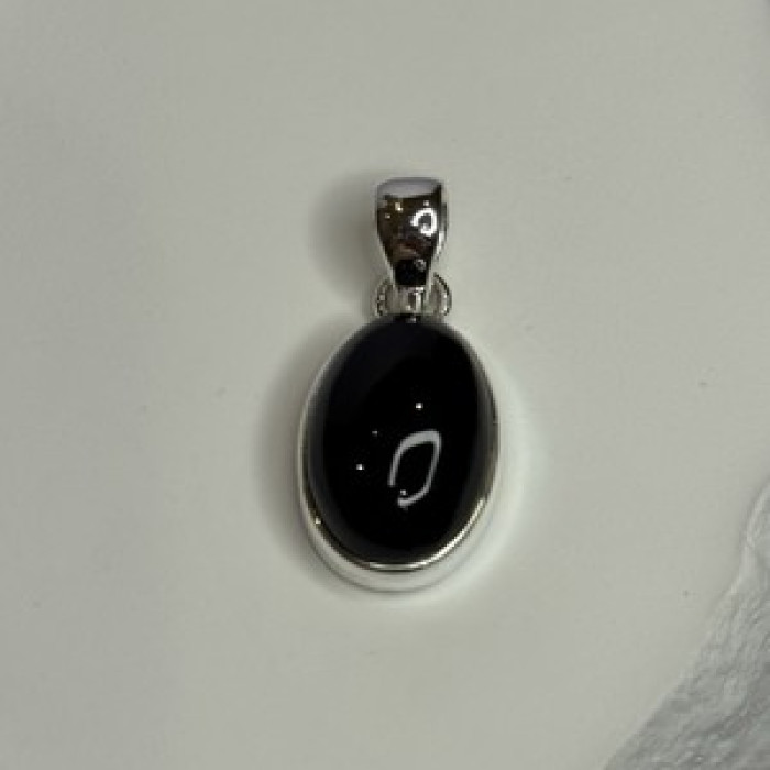 925 Sterling Silver Black Onyx Pendant Length 1.2 Inch
