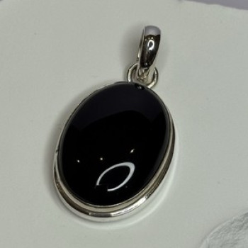 925 Sterling Silver Black Onyx Pendant Length 1.7 Inch