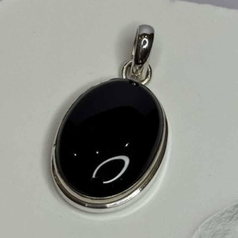 925 Sterling Silver Black Onyx Pendant Length 1.7 Inch