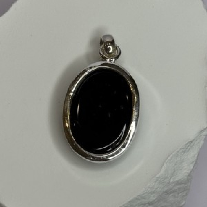 925 Sterling Silver Black Onyx Pendant Length 1.7 Inch