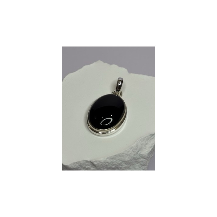 925 Sterling Silver Black Onyx Pendant Length 1.7 Inch