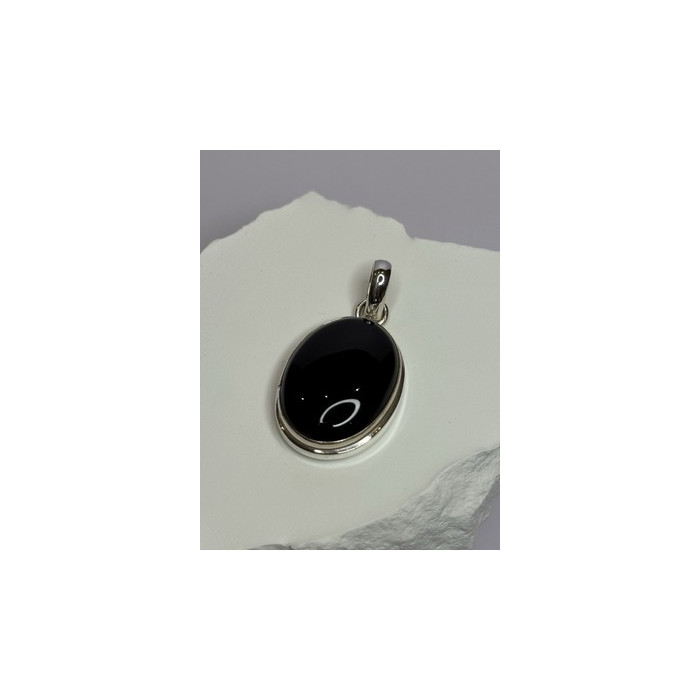 925 Sterling Silver Black Onyx Pendant Length 1.7 Inch