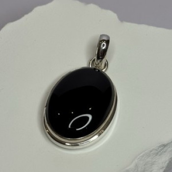 925 Sterling Silver Black Onyx Pendant Length 1.7 Inch