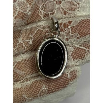 925 Sterling Silver Black Onyx Pendant Length 1.7 Inch