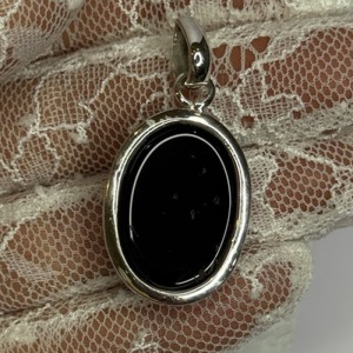 925 Sterling Silver Black Onyx Pendant Length 1.7 Inch
