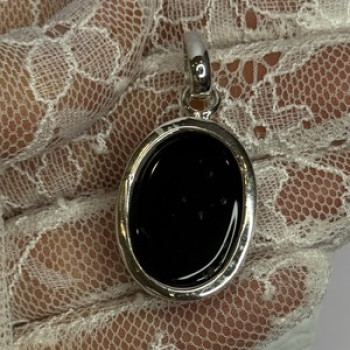 925 Sterling Silver Black Onyx Pendant Length 1.7 Inch