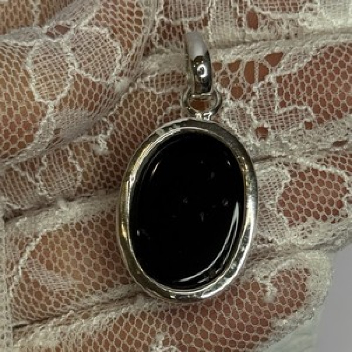 925 Sterling Silver Black Onyx Pendant Length 1.7 Inch