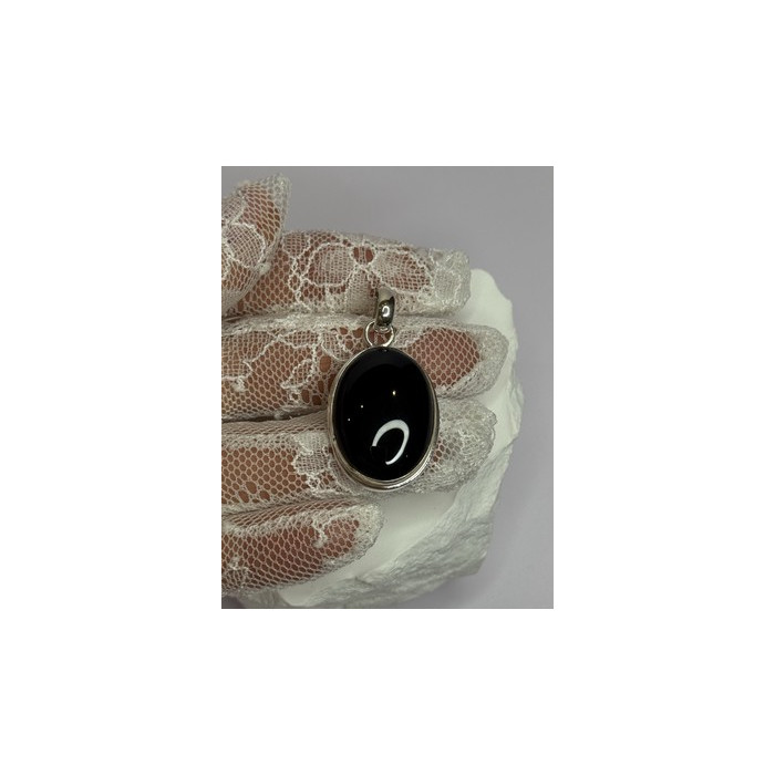 925 Sterling Silver Black Onyx Pendant Length 1.7 Inch