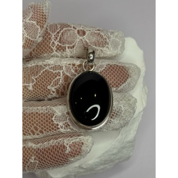 925 Sterling Silver Black Onyx Pendant Length 1.7 Inch