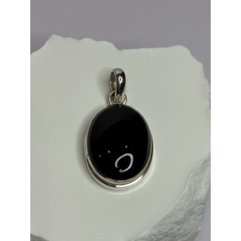925 Sterling Silver Black Onyx Pendant Length 1.7 Inch