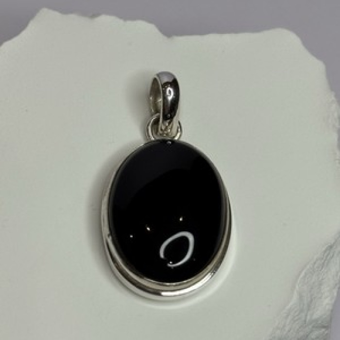 925 Sterling Silver Black Onyx Pendant Length 1.7 Inch