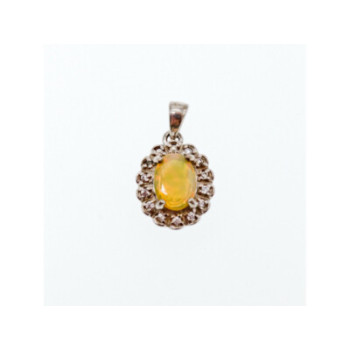 925 Sterling Silver Opal & CZ Pendant