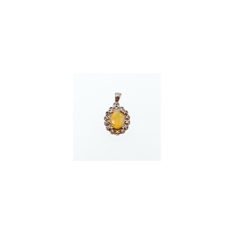 925 Sterling Silver Opal & CZ Pendant
