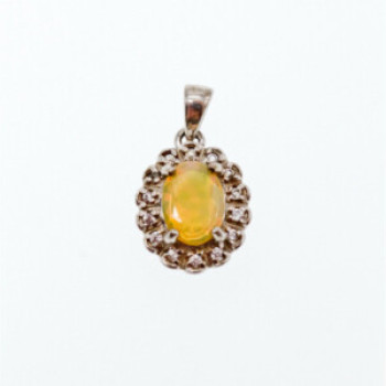925 Sterling Silver Opal & CZ Pendant