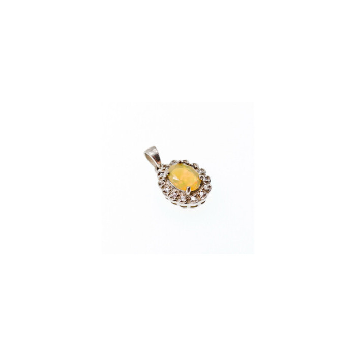 925 Sterling Silver Opal & CZ Pendant