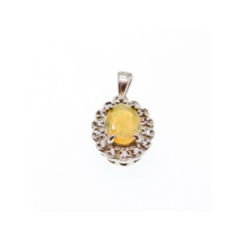 925 Sterling Silver Opal & CZ Pendant