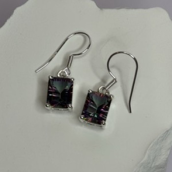 925 Sterling Silver Alexandrite Elegant Earrings Length 1.2 Inch