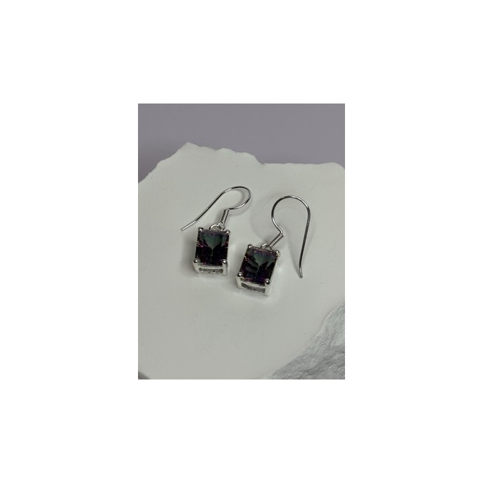 925 Sterling Silver Alexandrite Elegant Earrings Length 1.2 Inch