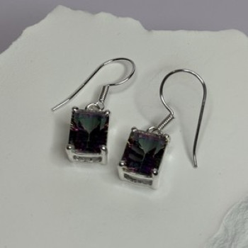 925 Sterling Silver Alexandrite Elegant Earrings Length 1.2 Inch