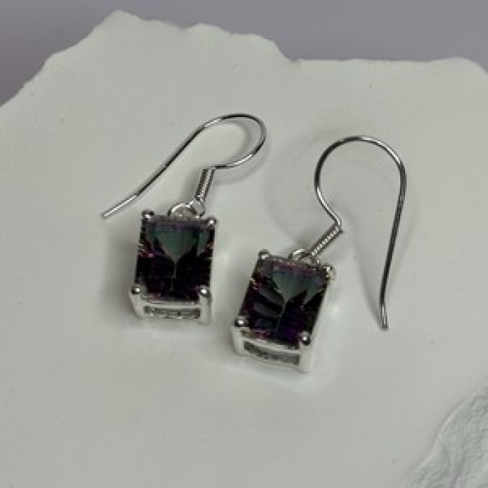 925 Sterling Silver Alexandrite Elegant Earrings Length 1.2 Inch