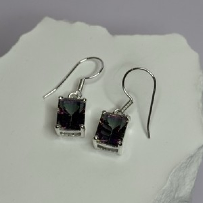 925 Sterling Silver Alexandrite Elegant Earrings Length 1.2 Inch