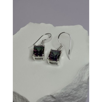 925 Sterling Silver Alexandrite Elegant Earrings Length 1.2 Inch