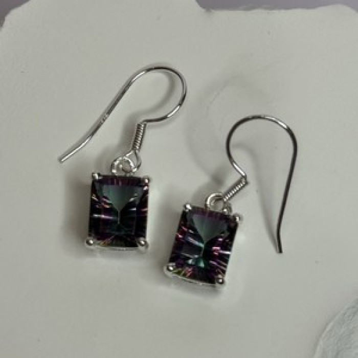925 Sterling Silver Alexandrite Elegant Earrings Length 1.2 Inch