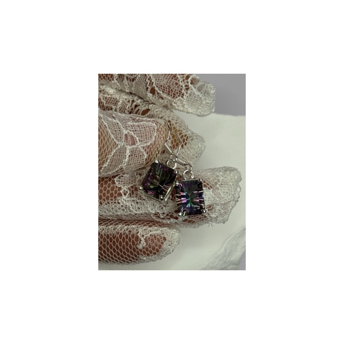 925 Sterling Silver Alexandrite Elegant Earrings Length 1.2 Inch