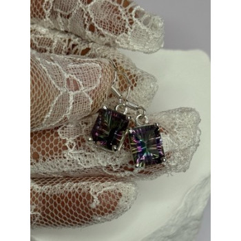 925 Sterling Silver Alexandrite Elegant Earrings Length 1.2 Inch