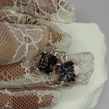 925 Sterling Silver Alexandrite Elegant Earrings Length 1.2 Inch