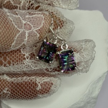 925 Sterling Silver Alexandrite Elegant Earrings Length 1.2 Inch