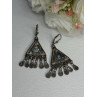 Vintage Israel 925 Sterling Silver Turquoise Earrings Length 1.93 Inch
