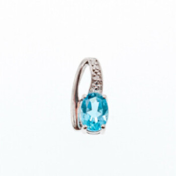 925 Sterling Silver Topaz & Diamond Pendant