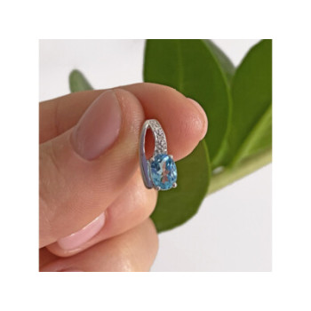 925 Sterling Silver Topaz & Diamond Pendant