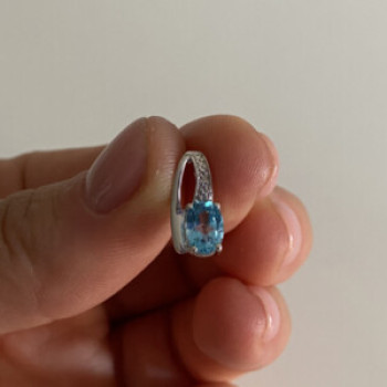 925 Sterling Silver Topaz & Diamond Pendant