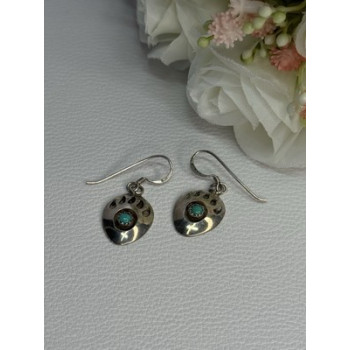 Vintage Native American 925 Sterling Silver Turquoise Earrings Length 1.20 Inch