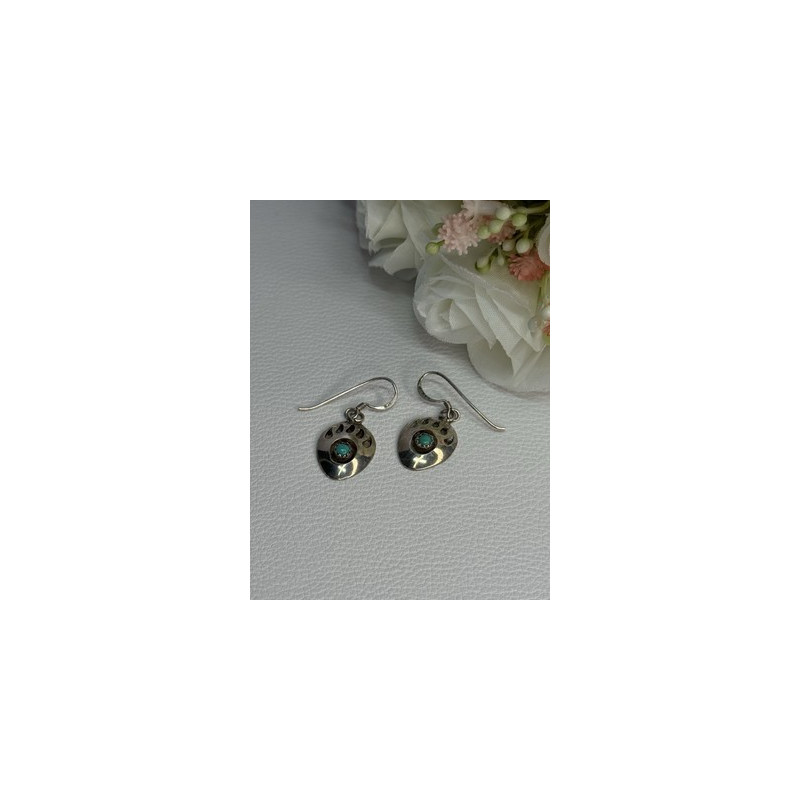 Vintage Native American 925 Sterling Silver Turquoise Earrings Length 1.20 Inch