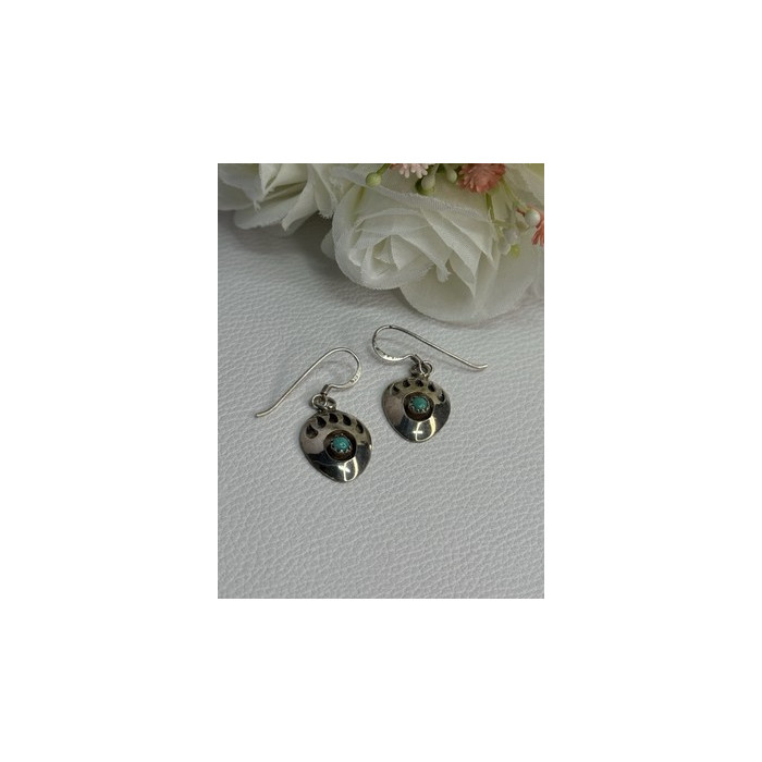 Vintage Native American 925 Sterling Silver Turquoise Earrings Length 1.20 Inch