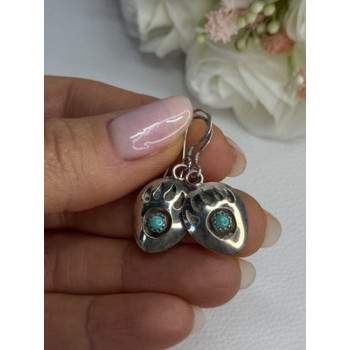 Vintage Native American 925 Sterling Silver Turquoise Earrings Length 1.20 Inch