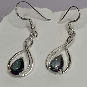925 Sterling Silver Alexandrite Earrings Length 1.8 Inch