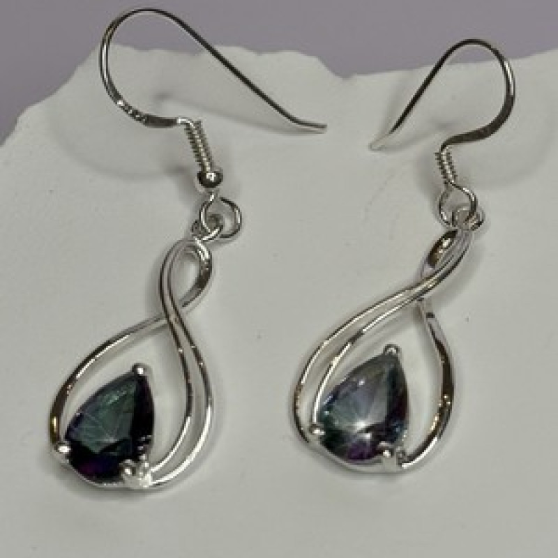 925 Sterling Silver Alexandrite Earrings Length 1.8 Inch