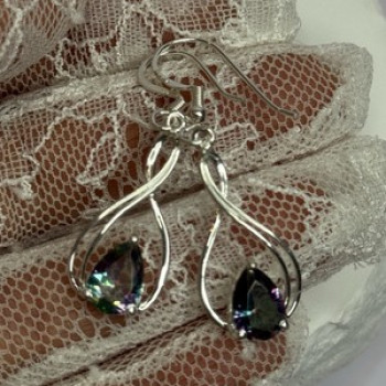 925 Sterling Silver Alexandrite Earrings Length 1.8 Inch