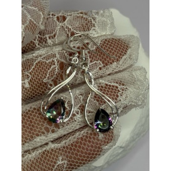 925 Sterling Silver Alexandrite Earrings Length 1.8 Inch