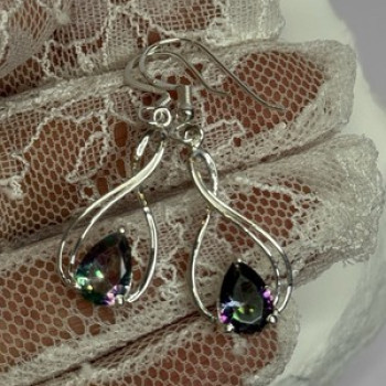 925 Sterling Silver Alexandrite Earrings Length 1.8 Inch