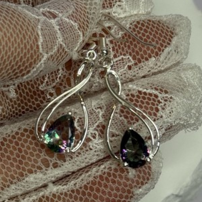 925 Sterling Silver Alexandrite Earrings Length 1.8 Inch
