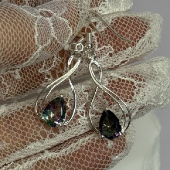 925 Sterling Silver Alexandrite Earrings Length 1.8 Inch