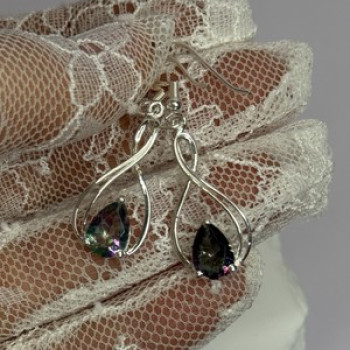 925 Sterling Silver Alexandrite Earrings Length 1.8 Inch